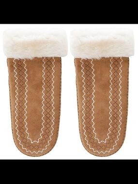 Ugg Atherson embroidered fur mittens NWT
